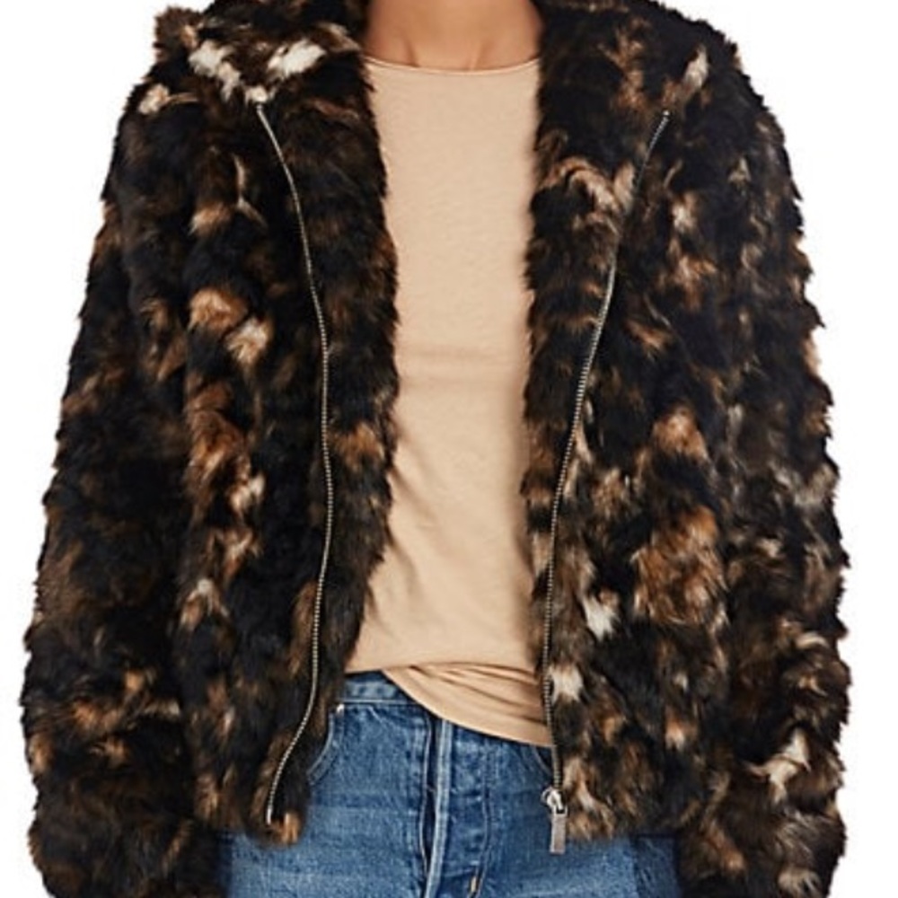Helmut Lang faux fur hooded zipper bomber